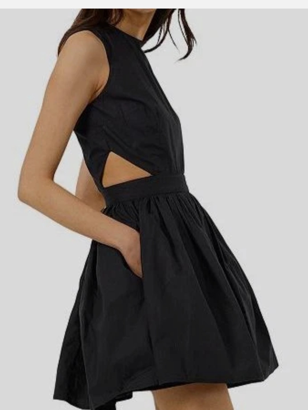 French Connection,Black Cutout Sleeveless Skater Dress
